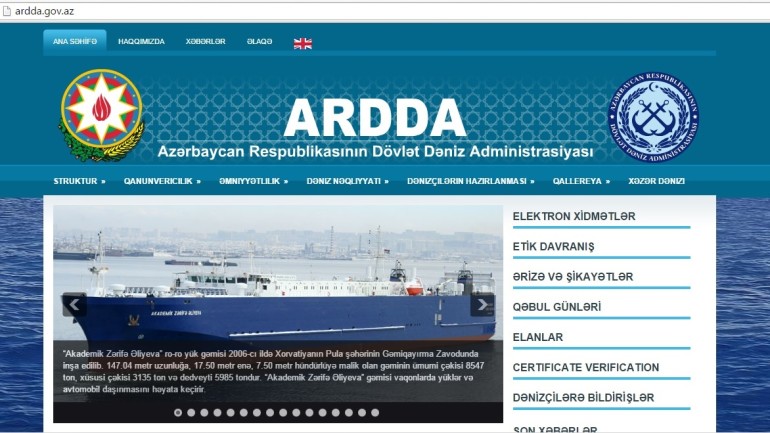 Dövlət Dəniz Administrasiyasının www.ardda.gov.az domen adlı İnternet saytının monitorinqinin yekunu /İCMAL/