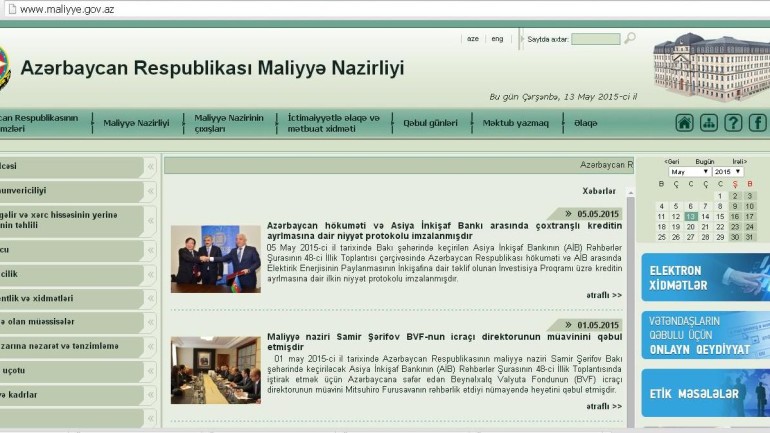 Maliyyə Nazirliyinin www.maliyye.gov.az domen adlı İnternet saytının monitorinqinin yekunu /İCMAL/