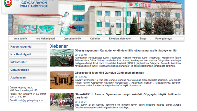Göyçay Rayon İcra Hakimiyyəti www.goychay-ih.gov.az domen adlı İnternet saytının monitorinqinin yekunu /İCMAL/