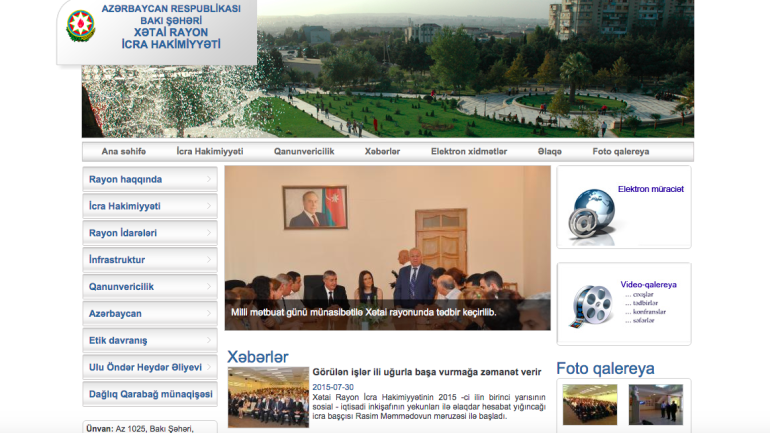 Xətai Rayon İcra Hakimiyyəti www.khatai-ih.gov.az domen adlı İnternet saytının monitorinqinin yekunu /İCMAL