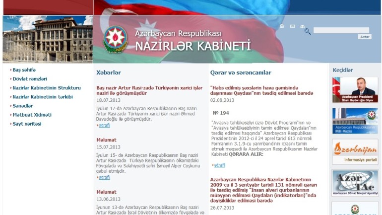 Nazirlər Kabinetinin www.cabmin.gov.az domen adlı İnternet saytının monitorinqinin yekunu /İCMAL/