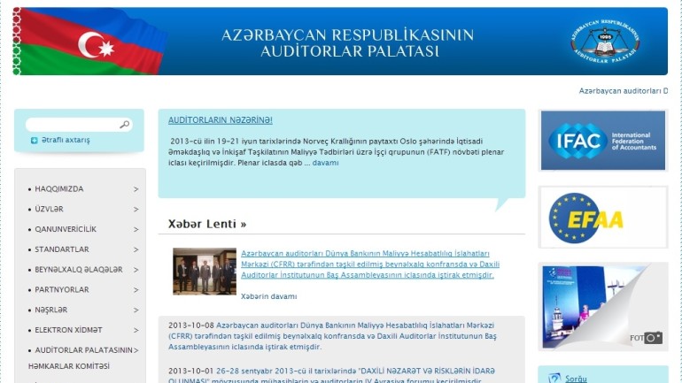 Azərbaycan Respublikasının Auditorlar Palatasının www.audit.gov.az.domen adlı İnternet saytının fəaliyyətinin təkmilləşdirilməsi ilə bağlı TÖVSİYƏLƏR