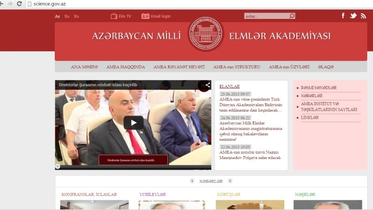 Milli Elmlər Akademiyasının www.science.gov.az domen adlı İnternet saytının monitorinqinin yekunu /İCMAL/