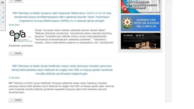 Milli Televiziya və Radio Şurasının www.ntrc.gov.az domen adlı İnternet saytının fəaliyyətinin təkmilləşdirilməsi ilə bağlı TÖVSİYƏLƏR