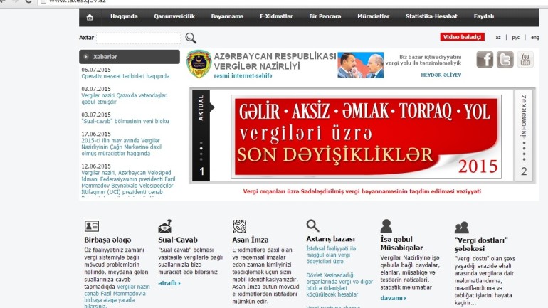 Vergilər Nazirliyinin www.taxes.gov.az domen adlı İnternet saytının monitorinqinin yekunu /İCMAL/