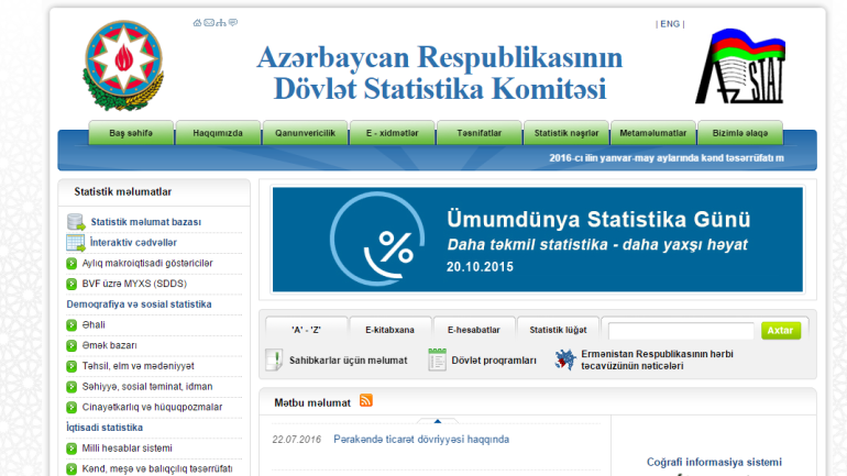 Dövlət Statistika Komitəsinin www.stat.gov.az  domen adlı internet saytının təkmilləşdirilməsi ilə bağlı TÖVSİYƏLƏR