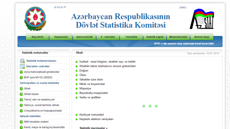 Dövlət Statistika Komitəsinin www.stat.gov.az  domen adlı İnternet saytının monitorinqinin yekunu /İCMAL/