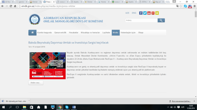 Əmlak Məsələləri Dövlət Komitəsi www.emdk.gov.az domen adlı İnternet saytının monitorinqinin yekunu /İCMAL/