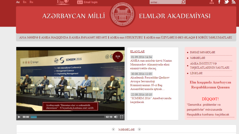 Milli Elmlər Akademiyasının www.science.gov.az domen adlı İnternet saytının monitorinqinin yekunu /İCMAL