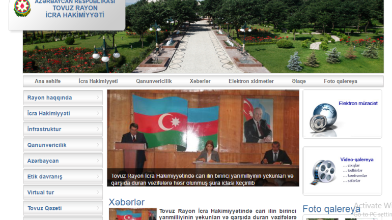 Tovuz Rayon İcra Hakimiyyəti www.tovuz-ih.gov.az domen adlı İnternet saytının monitorinqinin yekunu /İCMAL/